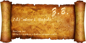 Zámbori Bekő névjegykártya